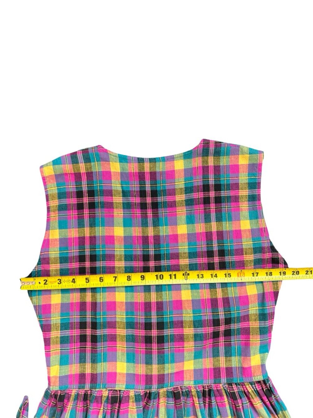 Vintage Multicolor Black Pink Plaid W's M 100% Cotton Button Front Dress Pockets - Picture 9 of 12